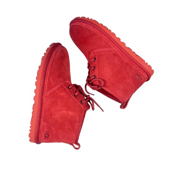 New UGG NEUMEL Mid Top Casual Snow Boots Suede Red Fur Women's 8 EU39 - Picture 9 of 12